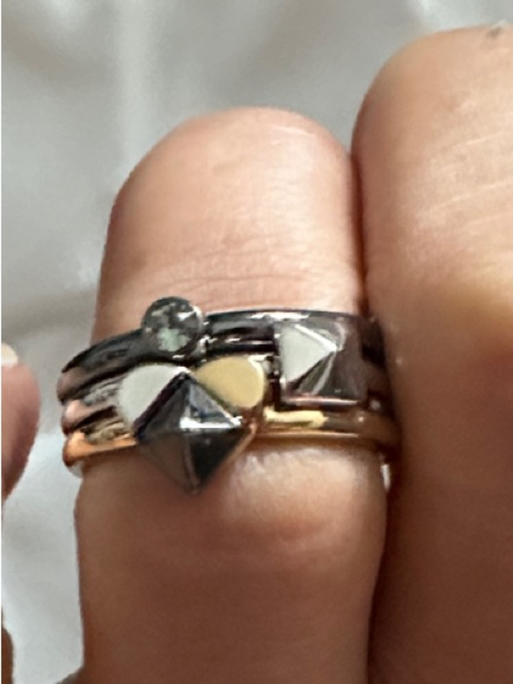 Coach Two-Tone Geometric Stack Ring in Silver and Gold